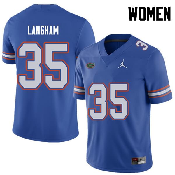 Women's NCAA Florida Gators Malik Langham #35 Stitched Authentic Jordan Brand Royal College Football Jersey SST1665XR